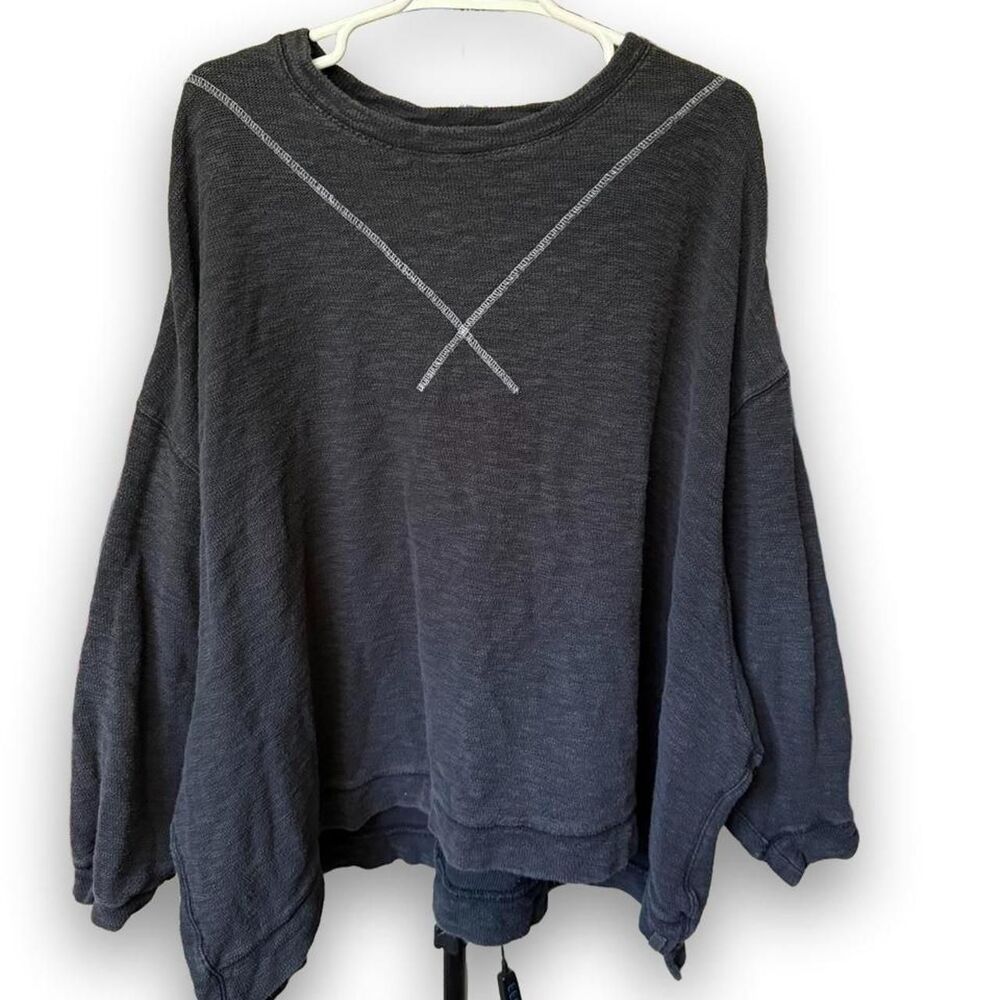 We The Free Free People Women’s L Charcoal Gray Oversized Cropped Sweatshirt